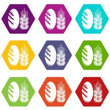 Bread wheat icons set 9 Illustrazione stock