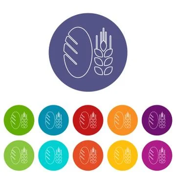 Bread wheat icons set vector color 스톡 일러스트