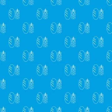 Bread wheat pattern vector seamless blue Stock Illustration