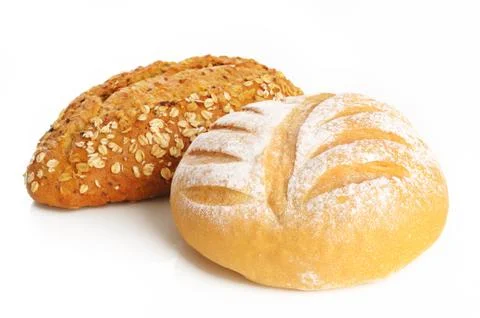 Bread on white background Stock Photos