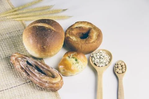 Bread on white background Stock Photos