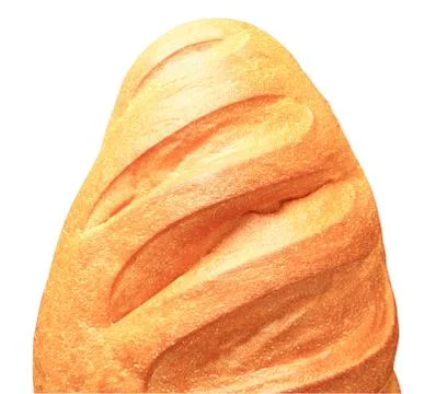 Bread white from wheat flour half top view isolated on white background Stock-Fotos