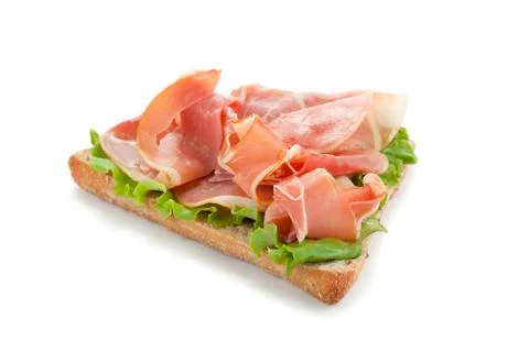 A bread withprosciutto and vegetables Stock Photos