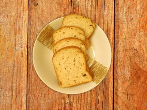 Bread On Wooden Background 스톡 사진