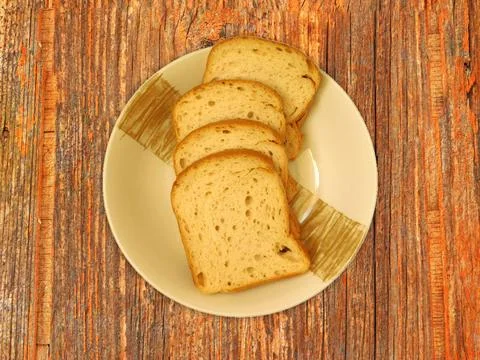 Bread On Wooden Background Stock Photos