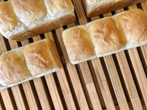 Bread on a wooden table. Stock Photos