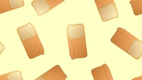 Bread on a yellow background. vector illustration, pattern. loaf of bread, dr Stock Illustration