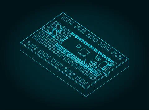 Breadboard and microcontroller Stock Illustration
