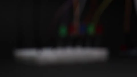 Breadboard circuit with led and jumper wires. Green and red LED glowing Stock Footage 334123361