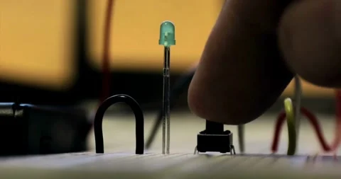 Breadboard engineer building circuits simple arduino homemade led Stock-Footage 336585384