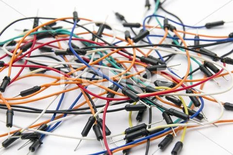 Breadboard jumper cable wires Stock Photos
