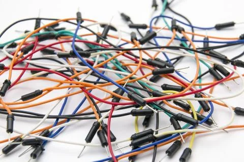 Breadboard jumper cable wires Stock Photos