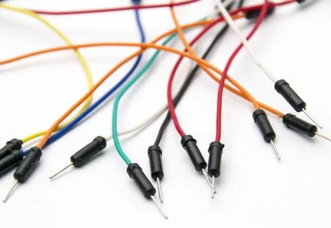 Breadboard jumper cable wires Stock Photos