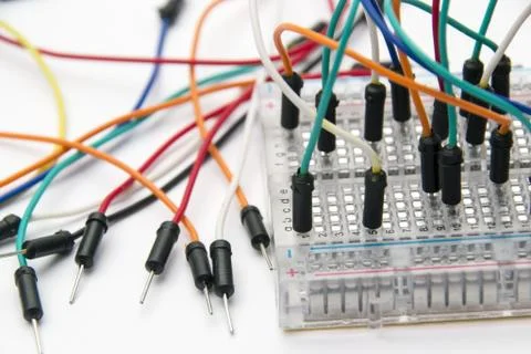 Breadboard jumper cable wires Stock Photos