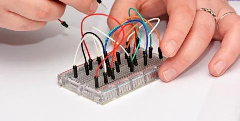 Breadboard jumper cable wires Stock Photos