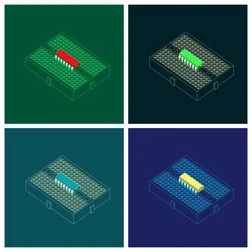Breadboard with a microcontroller on it Stockillustratie