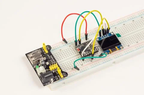 Breadboard Power Module and Points Prototype For Arduino kit , Jumper Wires.. Foto stock
