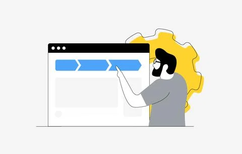 Breadcrumbs navigation concept for SEO and UX design, improving internal linking Stock Illustration