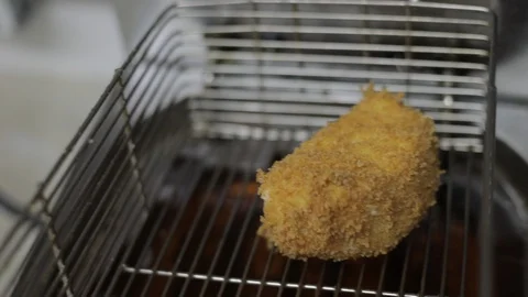 Breaded Brie Cheese Resting After Deep Fryed Stock Footage 129327722