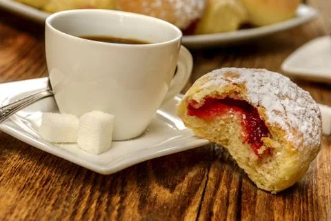 Breaded cake with jam Stock Photos