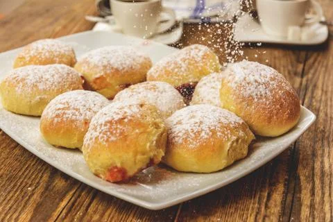 Breaded cake with jam Stock Photos