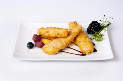 Breaded cheese dish on a white background Stock Photos