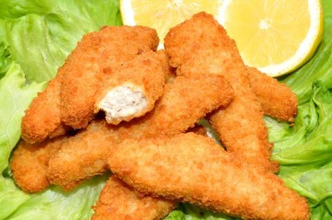 Breaded Chicken Goujons Stock Photos