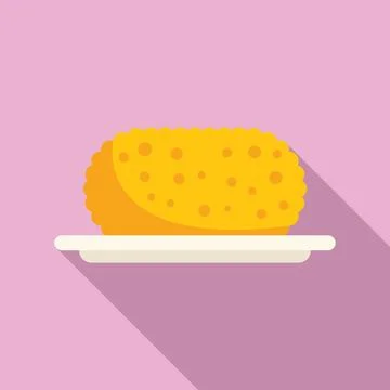 Breaded chicken kiev cutlet lying on white plate Stock Illustration