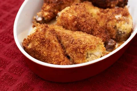 Breaded Chicken Legs Closeup Stock Photos
