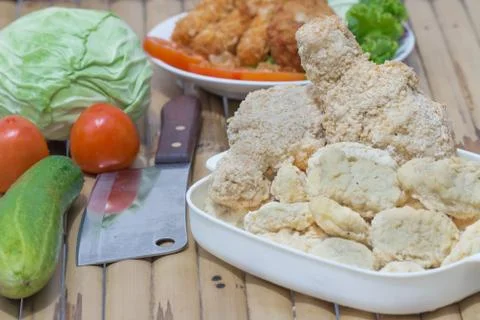 Breaded chicken products Stock Photos