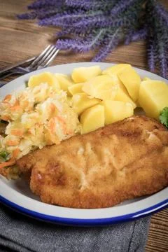 Breaded cod fillet. Stock Photos