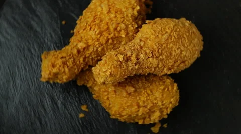 Breaded crispy chicken leg fried Stock Footage 67945456