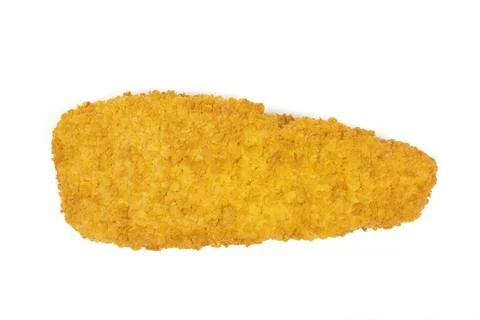 Breaded fish, close-up, isolated on a white background Stock Photos