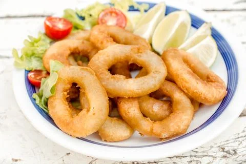 Breaded fried squid Stock Photos