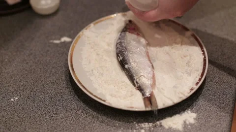 Breaded haddock being fried in a pan. Close-Up Stock Footage 58515092