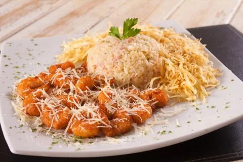 Breaded Shirimp meal 스톡 사진