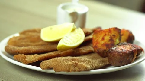 Breaded Viennese Steak Stock Footage 71309515