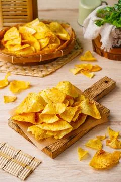 Breadfruit chips or Keripik sukun Stock Photos