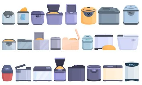 Breadmaker icons set cartoon vector. Kitchen machine イラスト素材