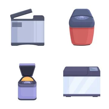 Breadmaker icons set cartoon vector. Various kitchen bread maker appliance イラスト素材