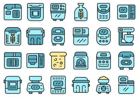 Breadmaker icons set vector flat Stock Illustration