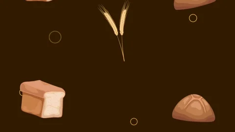 Breads and wheat spikes pattern Stock Footage 201913952