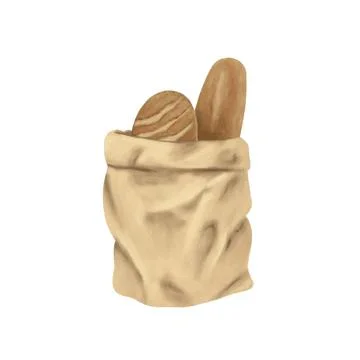 Breads in bag illustration Stock Illustration