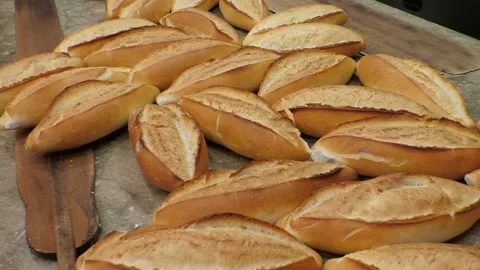 Breads close-up. fresh bread. Turkish breads close up shoot Stock Footage 164291541