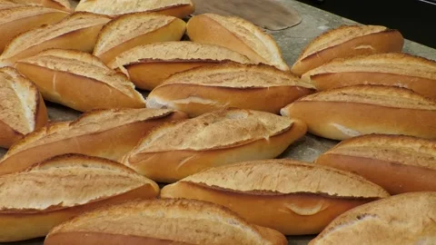 Breads close-up. fresh bread. Turkish bread Stock Footage 164291561