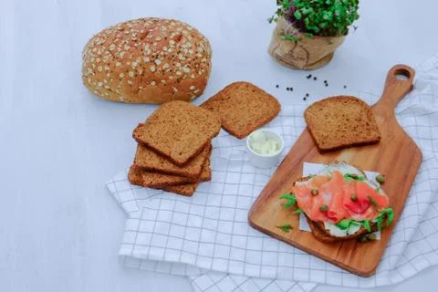 Breads close up  on white background. Stock Photos