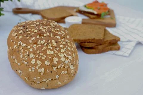Breads close up  on white background. Stock Photos