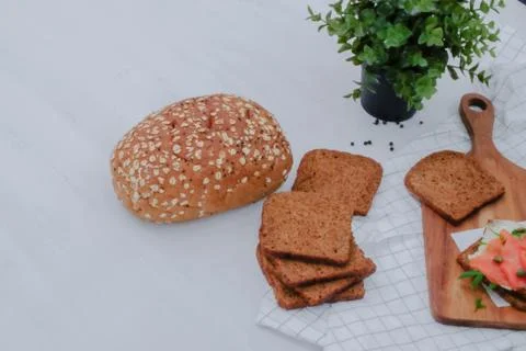 Breads close up  on white background. Stock Photos