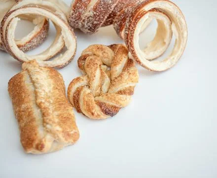 Breads with different seeds isolated on white background. Stock Photos