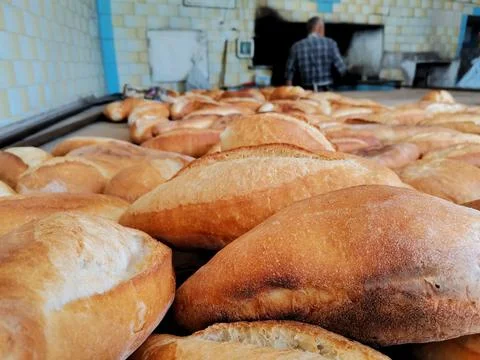 Breads. Fresh breads in the bakery. Foto stock